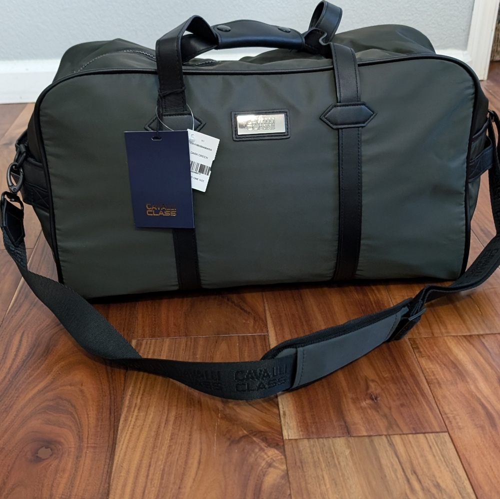 Roberto Cavalli Cavalli Class 19" Logo Army Duffel With Removable Strap Nwt ❤️